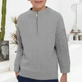 thumbnail image 2 of KAUOD Boys Ribbed Sweater Cropped Zipper Long Sleeve Knit Pullover Sweater Kids Plain Soft Warm High Collar Tops Clothes, 2 of 9