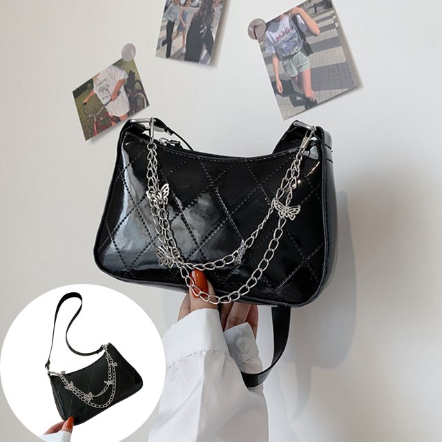SAYOO Bolso de axila para mujer con decoración de cadena de mariposa, accesorio de ropa con correa de hombro desmontable SAYOO casual