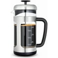 thumbnail image 1 of Cafetière à Piston en Acier Inoxydable avec Verre Borosilicate, Poignée Douce (1000ml, Argent), 1 of 4
