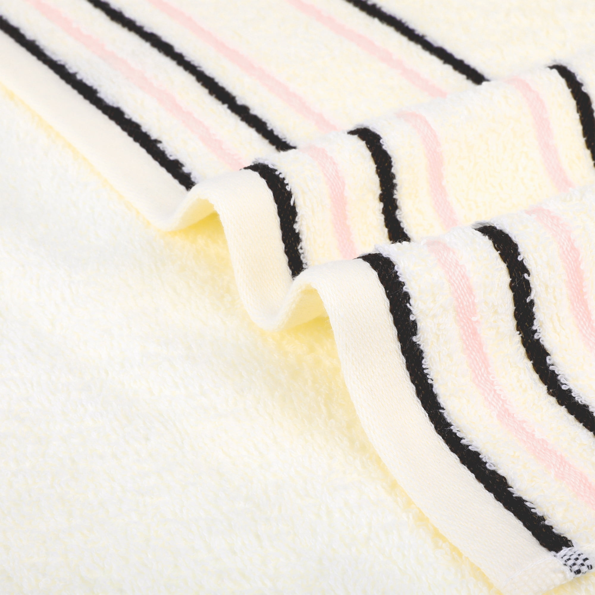Unique Bargains Striped Pattern Absorbent Hand Towels Beige 2-Piece 13" x 27"
