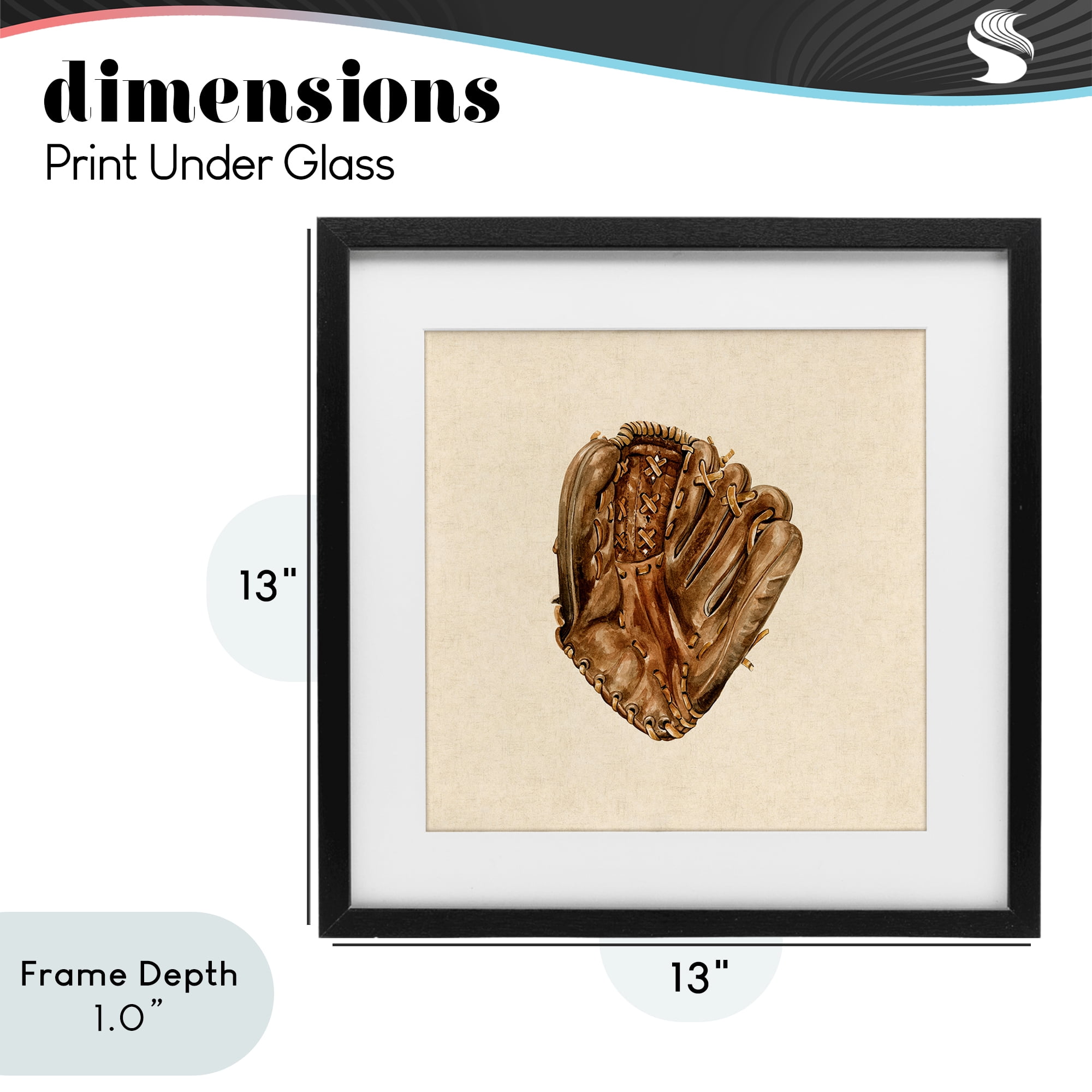 Stupell Industries All Star Baseball Glove Black Framed Print Under Glass, design by Bethany Sandoval