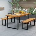 thumbnail image 4 of Topbuy Patio Dining Table for 4-6 People 63 inch Rectangular Table w/ Umbrella Hole, 4 of 9