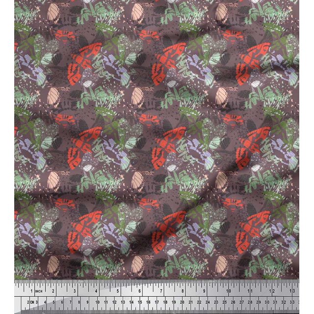 Soimoi Tissu Canard en Coton Orange Tissu Imprimé Insectes et Texture 1 Yard 56 Pouces de Large