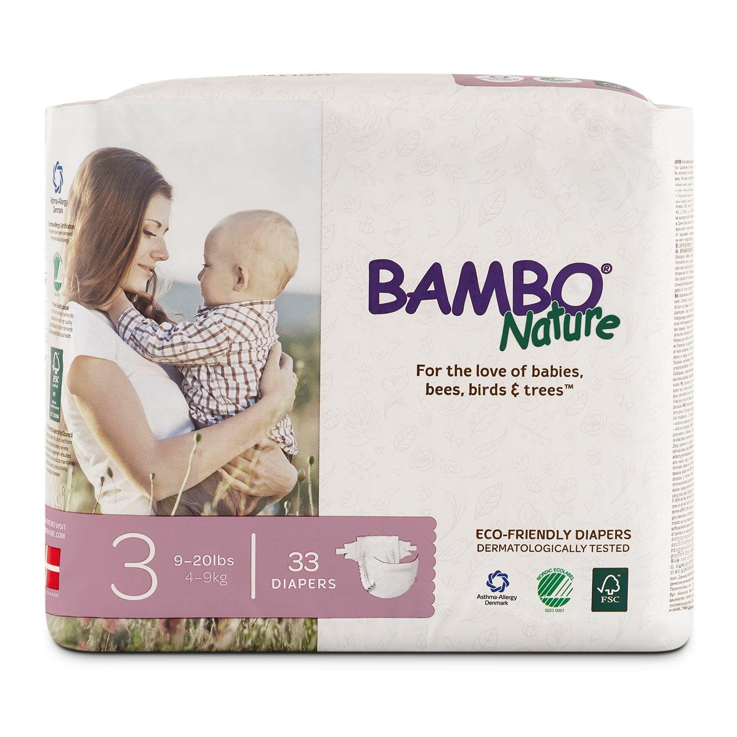 Bambo Nature Premium Baby Diapers, Size 3, 33 Diapers