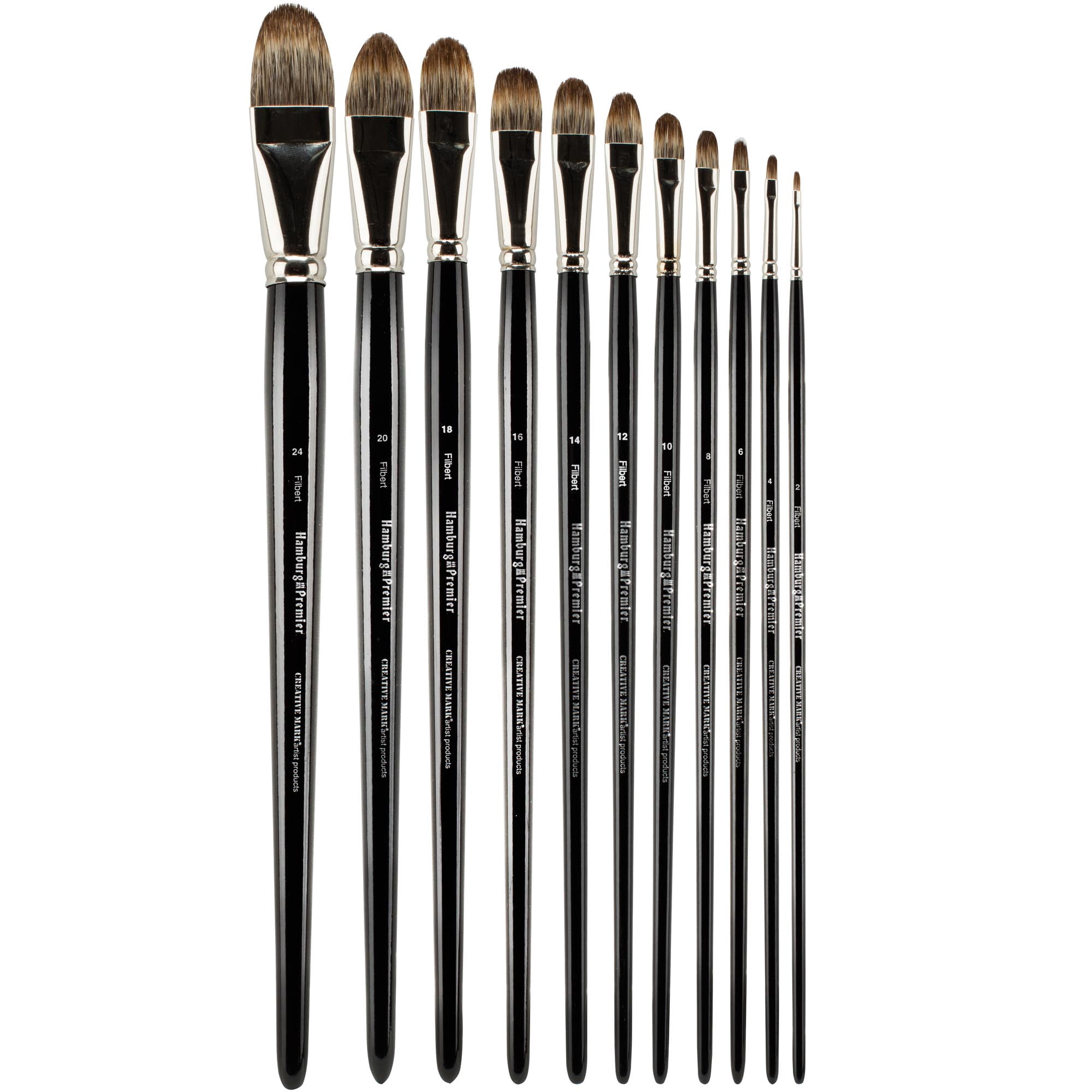 Creative Mark Hamburg Premiere Professional Oil Painting Brushes - Filbert #18 Oil Paint Brush - Handmade in Germany, Natural & Synthetic Hair Blend, Long Triple-Lacquered Birch Handle