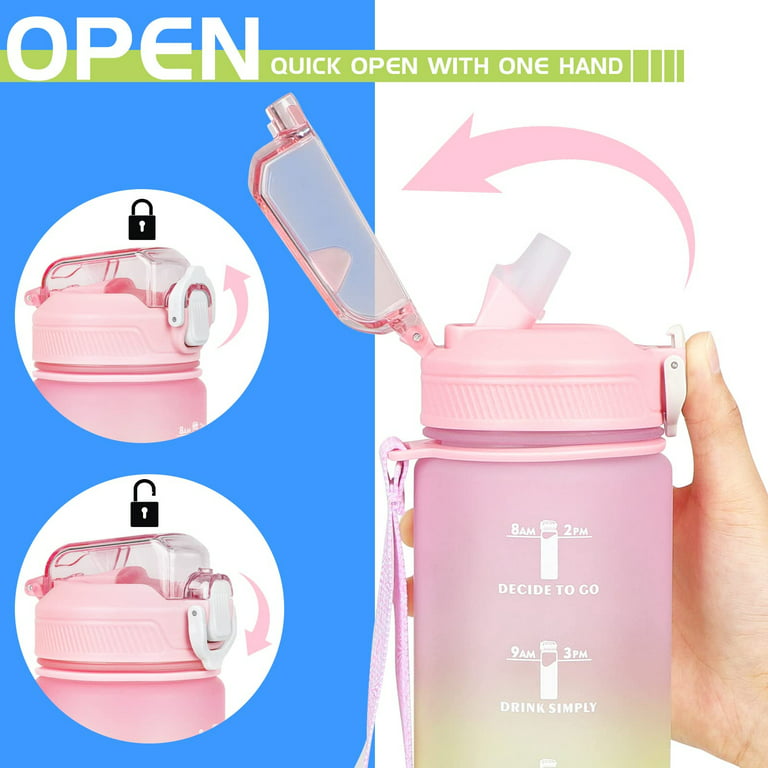 (Pink) HYDR-8 Sports Water Bottle 1000ml Tritan BPA Free Plastic 32oz