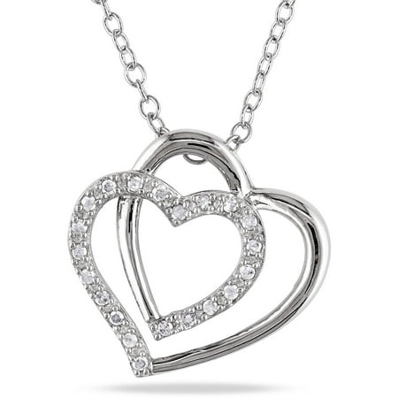 Miabella 1/10 Carat T.W. Diamond Heart Sterling Silver Pendant, 18