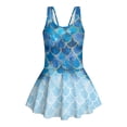 thumbnail image 6 of DISNIMO Scale Print Girls Swimsuits One-Piece Bathing Suit with Skirt Sleeveless U Neck Swimwear Soft Stretch Swim Dress 3-4Y, 6 of 8