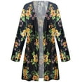 thumbnail image 1 of Women's Plus size 5x Petite Maxi Cardigan Straight Black Floral Slinky Flowy Drape Duster Sweater Made in USA, 1 of 4