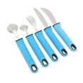 thumbnail image 1 of Adaptive Tableware Set, Stainless Steel 5pcs Anti Shake Adaptive Cutlery Set Wide Handle  for Elderly Blue,Grey, 1 of 7