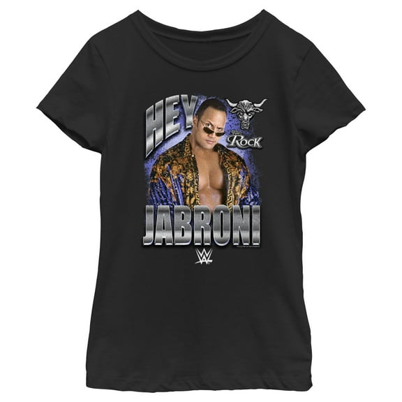 Girl's WWE The Rock Hey Jabroni Graphic Tee Black X Small