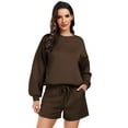 thumbnail image 4 of Pinspark 2 Piece Sets for Women Long Sleeve Sweatsuit Shorts Sets Crew Neck Matching Sets with 4 Pockets Vacation Outfits, 4 of 8