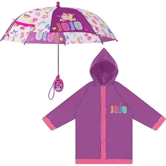 Nickelodeon girls Kids Umbrella and Poncho Raincoat Set, Jojo Siwa Rain Wear for Girls Ages 4-7