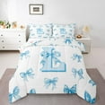 thumbnail image 3 of Homewish Blue Ribbon Letter L Bedding Comforter Set, Cartoon Cute Monogrammed Twin Comforter Sets, Princess Fairy Tale Bow Reversible Bedding Set, Breathable Home Decor, 2pcs, 3 of 8
