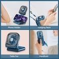 thumbnail image 3 of Ventilador portátil de mano para collar personal, plegable, mini ventilador silencioso USB recargable con función de soporte para teléfono móvil, banco de energía de 3000 mAh, ventiladores d, 3 of 4