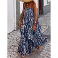 thumbnail image 1 of Vestido Largo Casual Con Estampado Azul Marino Para Mujer, 1 of 30