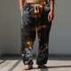 thumbnail image 1 of Pantalones largos para hombre, cintura elástica, estampado, transpirables, cómodos, suaves, informales, de playa, de poliéster., 1 of 5