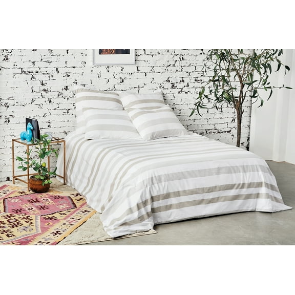 Noland Stripe Dune Queen Duvet Cover
