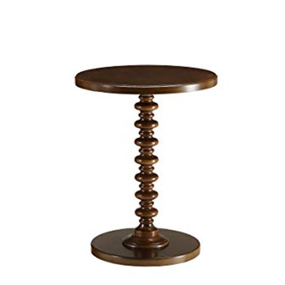 Benjara Astonishing Side Table With Round Top, Light Green-Color:Walnut
