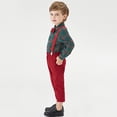 thumbnail image 5 of Baywell Toddler Boy Clothes Gentleman Suit Set Dress Buffalo Plaid Shirt + Bow Tie + Suspender Pants, 5 of 9
