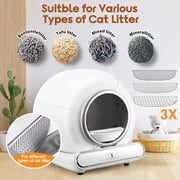 Self Cleaning Cat Litter Box, 115L Automatic Litter Box w/ Liner, 10 Sensor Protection for Multi Cat, Dual APP+ Panel Control,Odor Removal,Litter Box