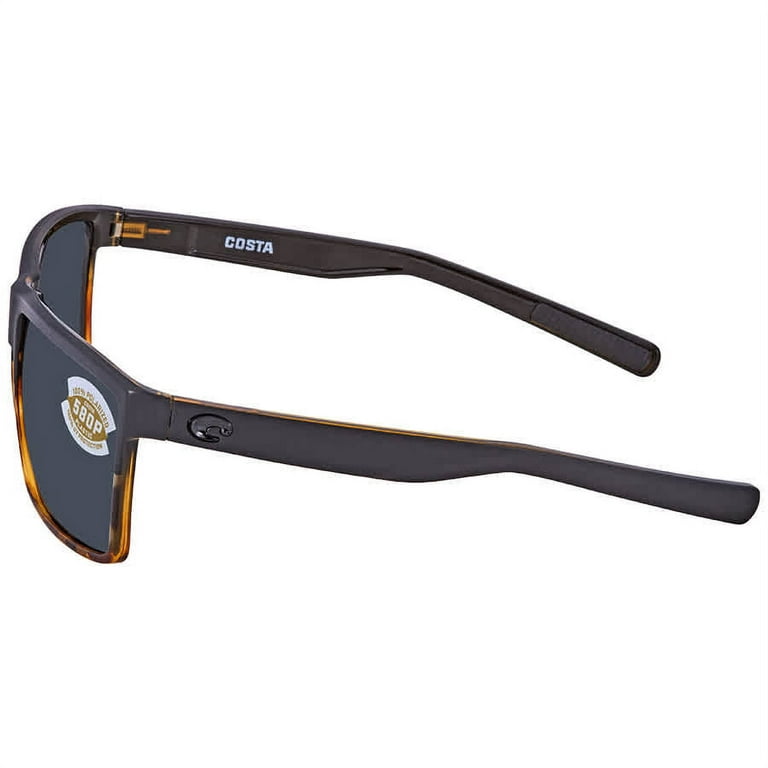 Costa Del Mar Men's Rincon Fishing and Watersports Polarized Rectangular  Sunglasses, Matte Black/Shiny Tortoise/Grey Polarized-580P, 63 mm 