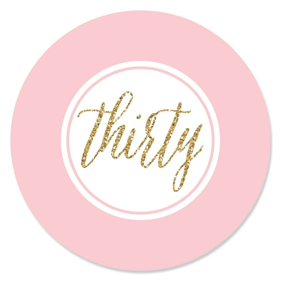 Big Dot of Happiness Chic 30th Birthday - Pink and Gold - Birthday Party Circle Sticker Labels - 24 Count