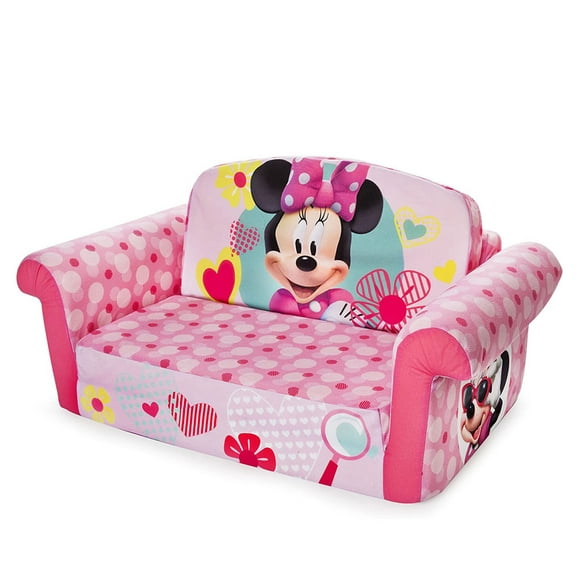 Marshmallow Furniture Kids 2-in-1 Flip Open Foam Sofa Bed, Minnie Mouse