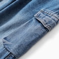 thumbnail image 6 of CPNG Teen Girls Solid Color Baggy Leg Wide Leg Denim Pants Trendy Loose Casual Denim High Waist Cargo Pants(Blue,9-10 Years), 6 of 9