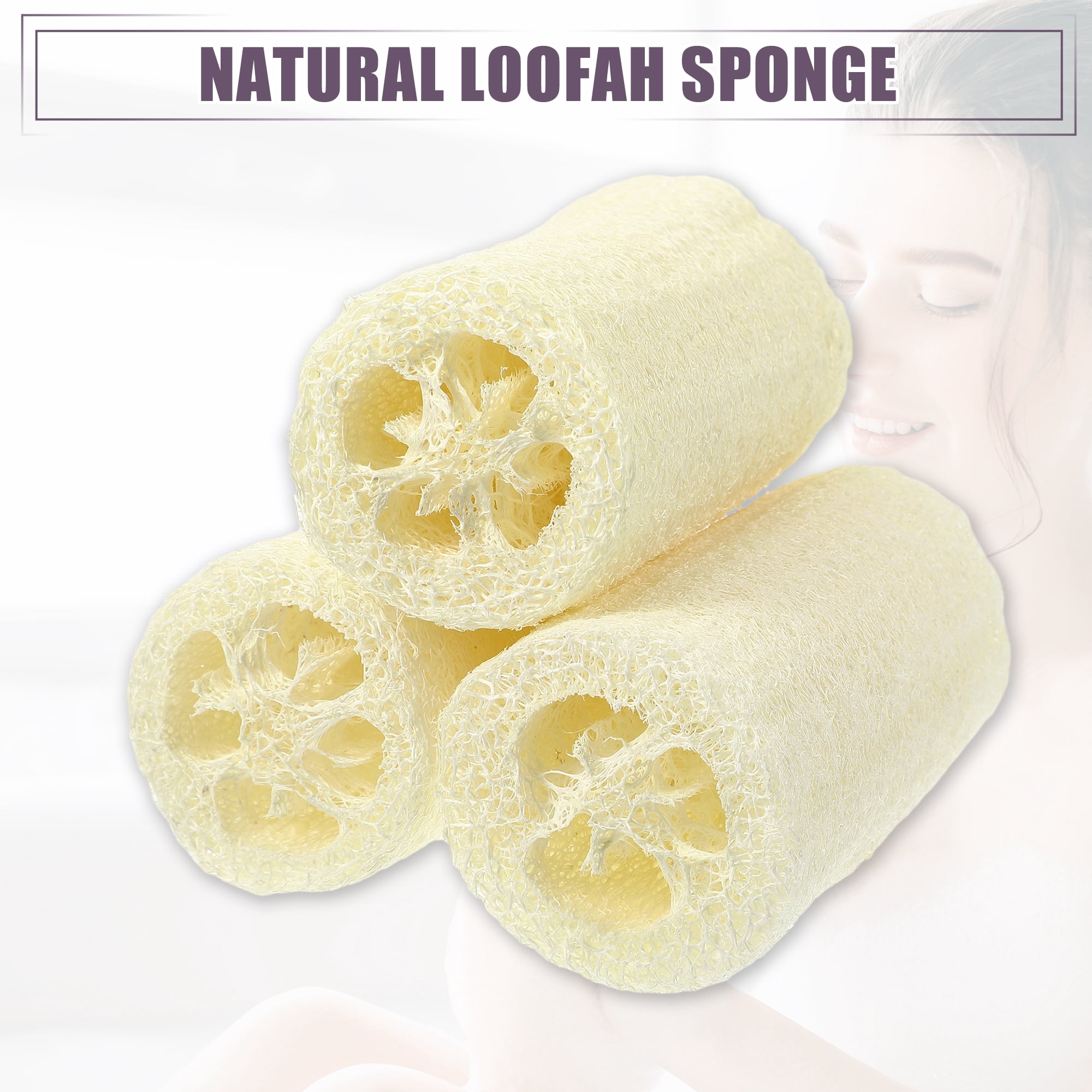 Unique Bargains Natural Shower Loofah Sponge Beige 3.94" 3 Pcs