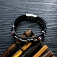 thumbnail image 4 of Mens Leather Bracelet Wristband Black Braided Cuff Music Treble Clef Rope Bass Guitar Bracelets Valentine Punk Gift for Him, 4 of 6