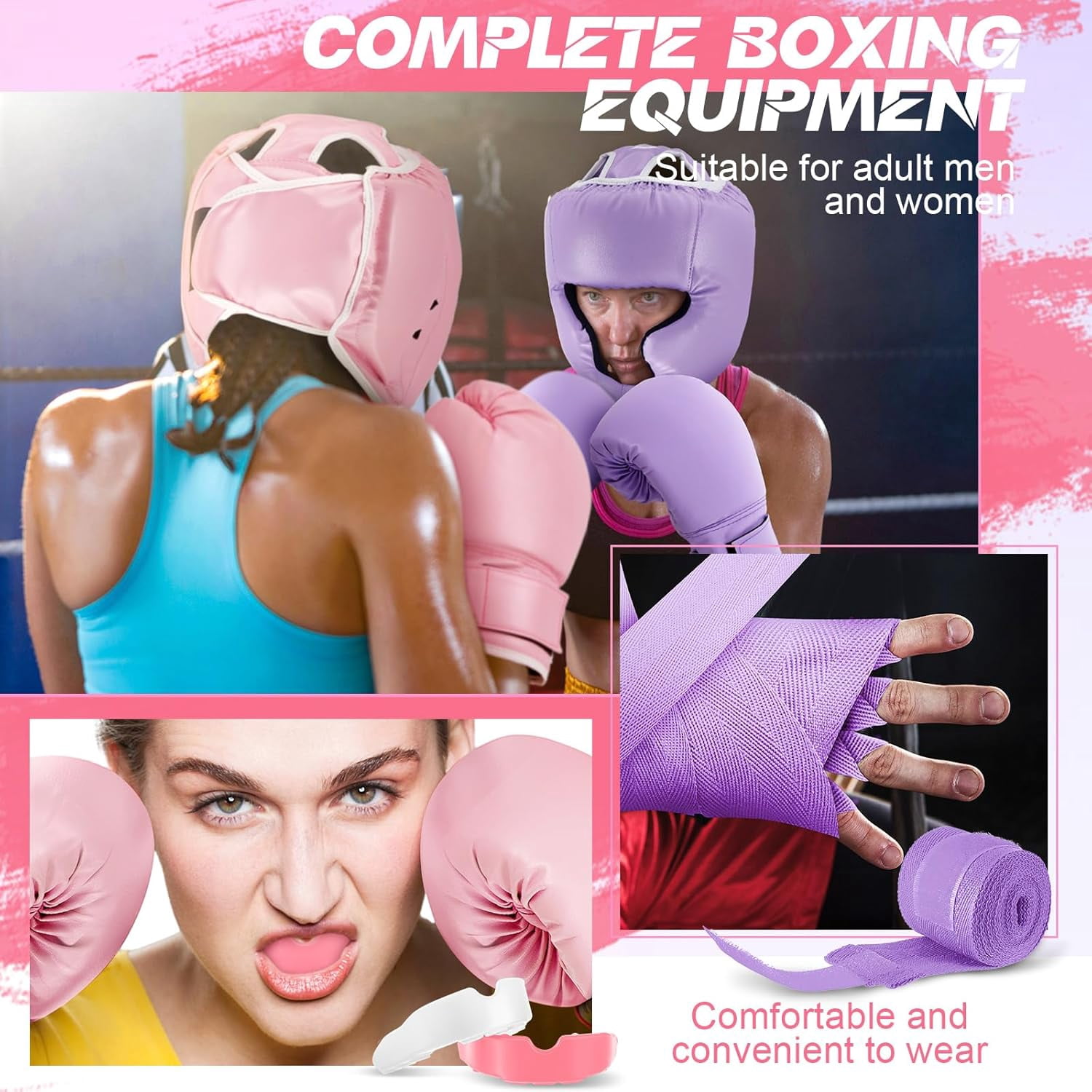 14-piece boxing set includes 2 pairs of 16-ounce (approximately 453.6 grams) boxing gloves, a helmet, and a face mask for adult and youth beginners training equipment
