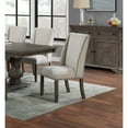 thumbnail image 2 of Wingback Style Dining Chairs Of 2, Upholstered Seat, Oak Finish And Charming Bronze Nailhead Trim In Fabric, With, 2 of 6