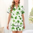 thumbnail image 2 of Tnhcen St. Patrick's Day Women's Pajama Set 2 - Piece Button Front Collared Irish Clover Print Short Sleeve Sleep Shirt & Shorts Milk Silk Spandex Pajamas S - 2XL, 2 of 6