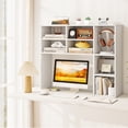 thumbnail image 3 of Patiojoy Desktop Bookshelf 37" Countertop Storage Hutch with 7 Cubes & 3 Adjustable Shelves 3-Tier Desk Display Rack Organizer Desktop Hutch White, 3 of 10