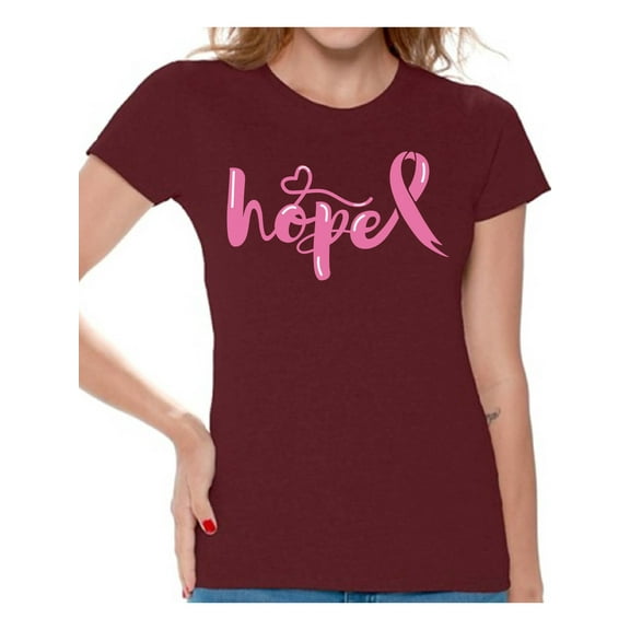 Awkward Styles Breast Cancer Awareness T-Shirt Hope Pink Ribbon T Shirts for Women