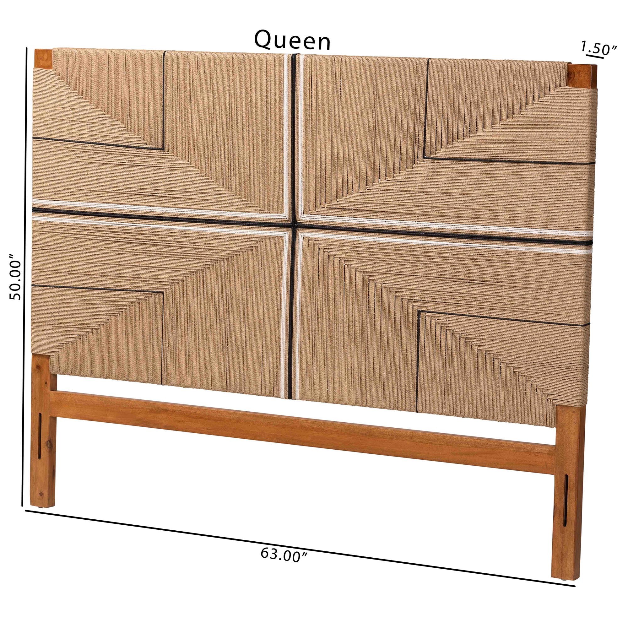 bali & pari Prita Boho Headboard, Queen, Natural Brown