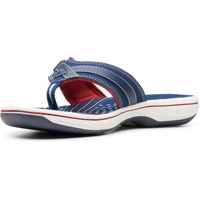 Clarks Sandale pour Femmes, Brise Mer Rouge Blanc Bleu 8 m