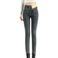 thumbnail image 1 of Bigersell Bell Bottom Jeans Plus Size Jeans Sale Ladies Jeans Boot Cut Denim Pants Button Closure Washed Distressed Pull On Jeans Fitted High Waist Cropped Pants Style J-210 Gray S, 1 of 8
