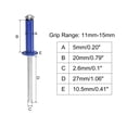 thumbnail image 2 of Unique Bargains Rivets Aveugles à Tête Ronde Plate en Aluminium de 5 Mm x 20 Mm, Pack de 25 Bleu, 2 of 5