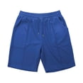 thumbnail image 5 of mihongmao Summer Mens Sets Plus Size Men Solid-Color Casual Loose Sports Loose Pocket Drawstring Shorts Round-Neck Top Two-piece Set Blue 3X, 5 of 5