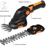 GARCARE 2 in 1 Grass Shears & Mini Hedge Trimmer, Cordless Handheld Bush Trimmer with 2000mAh Built-in Battery