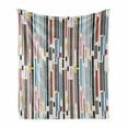 thumbnail image 1 of Abstract Soft Flannel Fleece Throw Blanket, Colorful Graphic Pattern of Various Stripes Vintage Creative Composition Grungy, Cozy Plush for Indoor and Outdoor Use, 60" x 80", Multicolor, by Ambesonne, 1 of 6