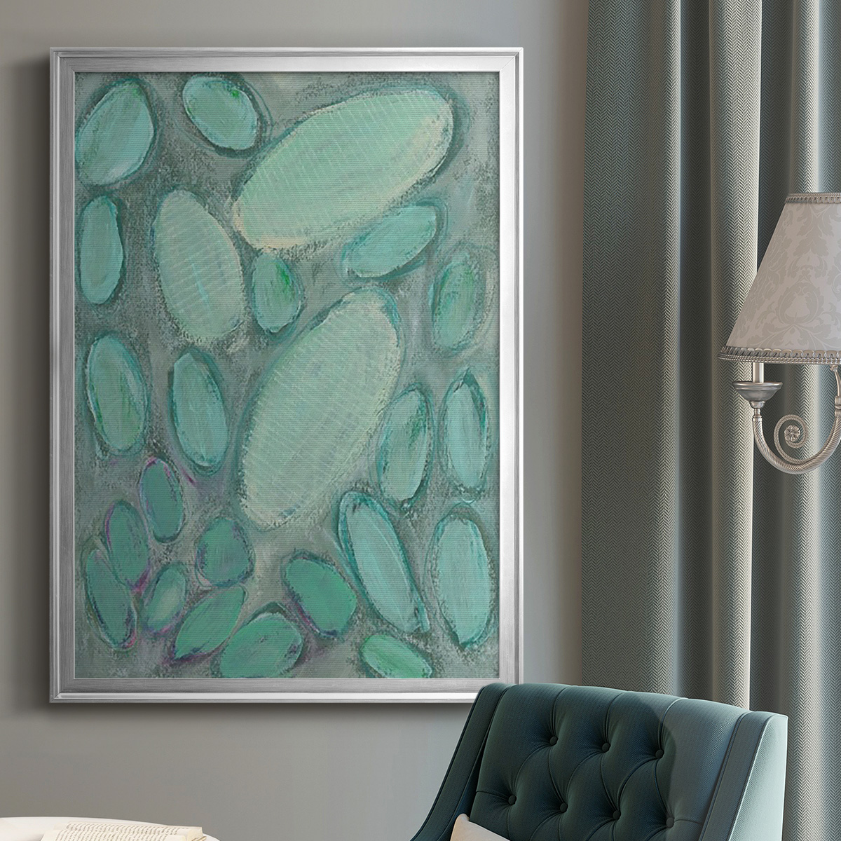 Blue Orbs II Premium Framed Print, in Gold, Black, or Silver - Ready to Hang