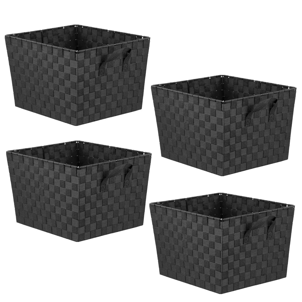Home Basics XLarge Polyester Woven Strap Storage Bin With Handles