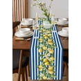 thumbnail image 4 of Blue Stripes Lemon Table Runner Cotton Linen 48 Inch Holiday Dresser Scarves, Spring Fruit Flowers Leaves Line Tablerunner for Kitchen Coffee Dining Bedroom Living Room Dinner Scarf Décor 13''x48'', 4 of 9