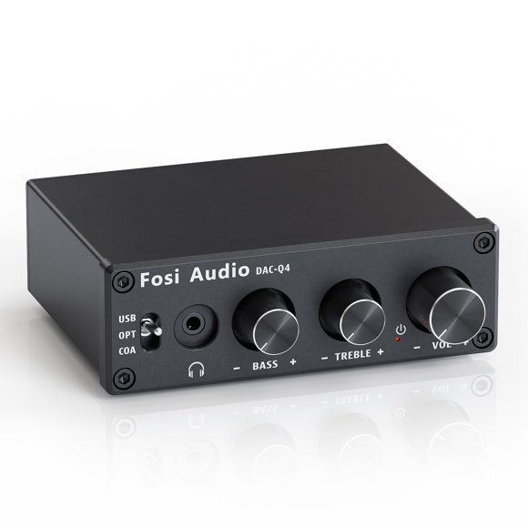 Fosi Audio Q4 Mini Stéréo USB de Jeu DAC et Amplificateur pour Écouteurs Convertisseur Audio Adaptateur pour Haut-Parleurs Alimentés à la Maison/de Bureau/actifs