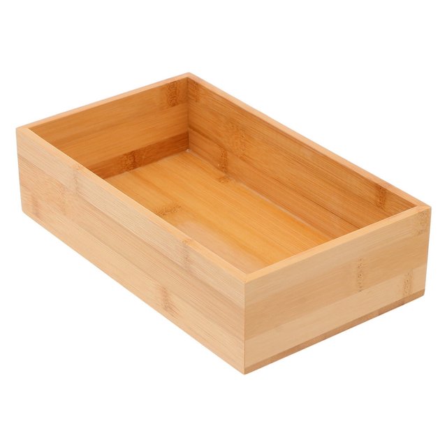 LEEYNEER Well-made Bamboo Container for Storing Items at Home in Desktop (Khaki)