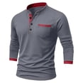 thumbnail image 4 of TOUMENY Men's Long Sleeve Shirts Casual Stand Collar Button Down Slim Fit Solid Knit Tops Business Work Soft Comfy Tee Gray XXXL, 4 of 6