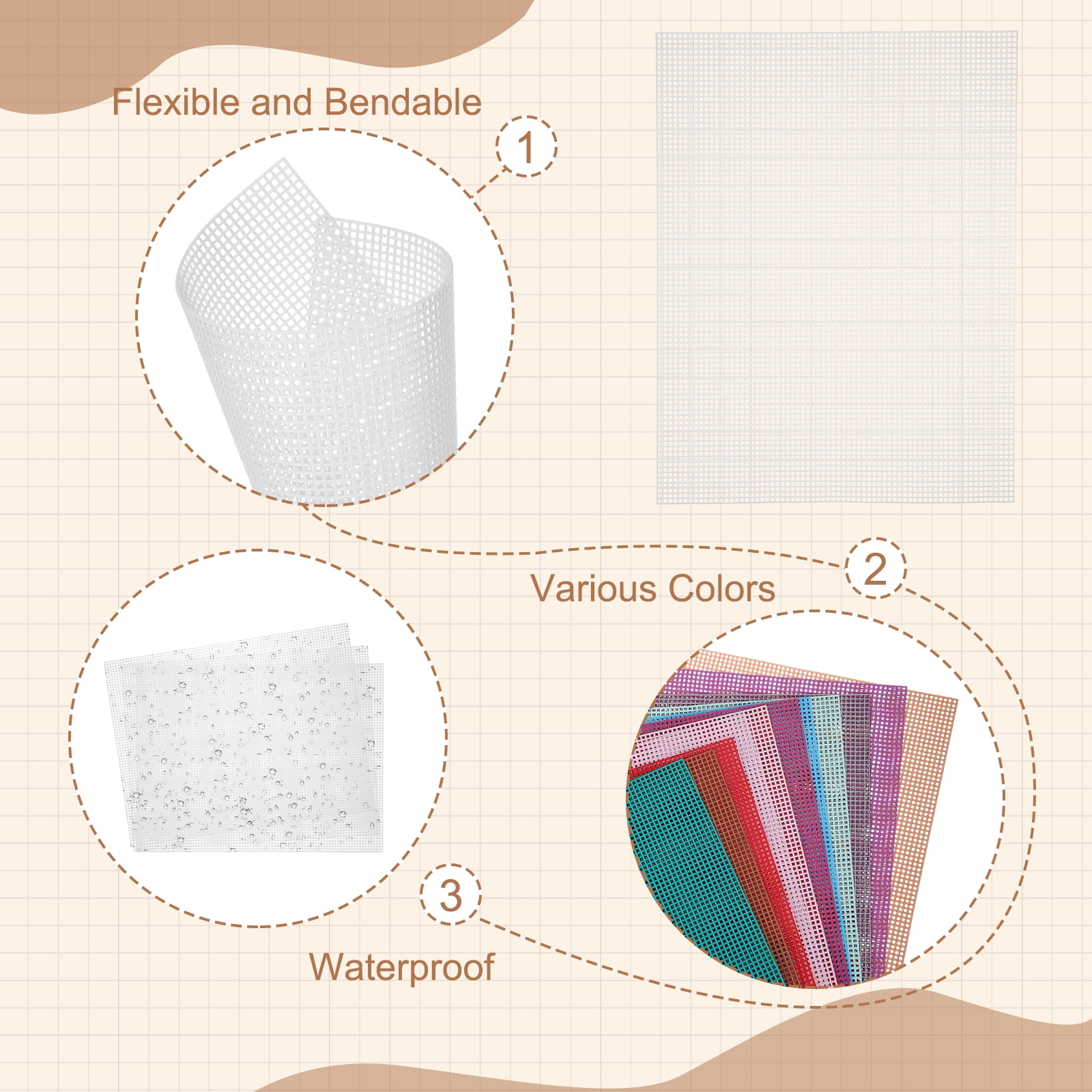 Uxcell 5 Pack Mesh Canvas Sheets, 10.5 x 13.5 Inch Plastic Canvas, Eye Mesh for Embroidery, Crafting, Knit and Crochet Project, Bag Making, Home Decoration, White